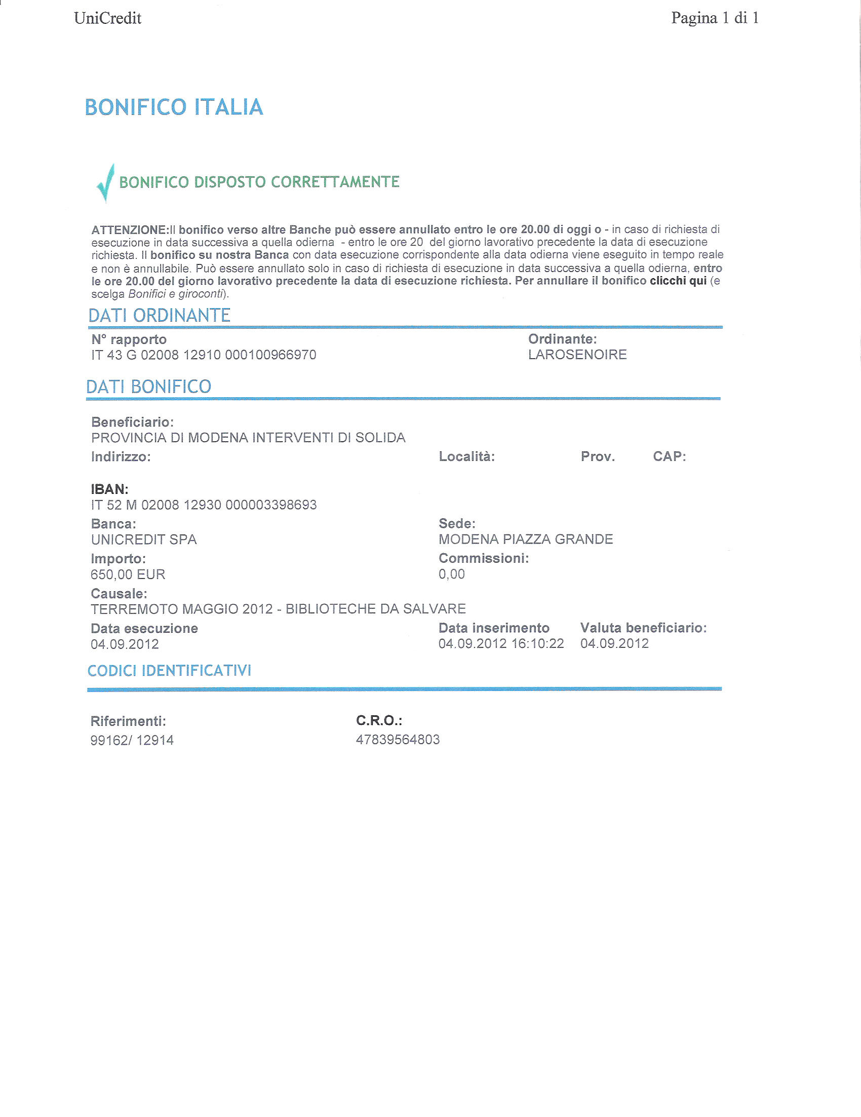 bonifico libro veritas